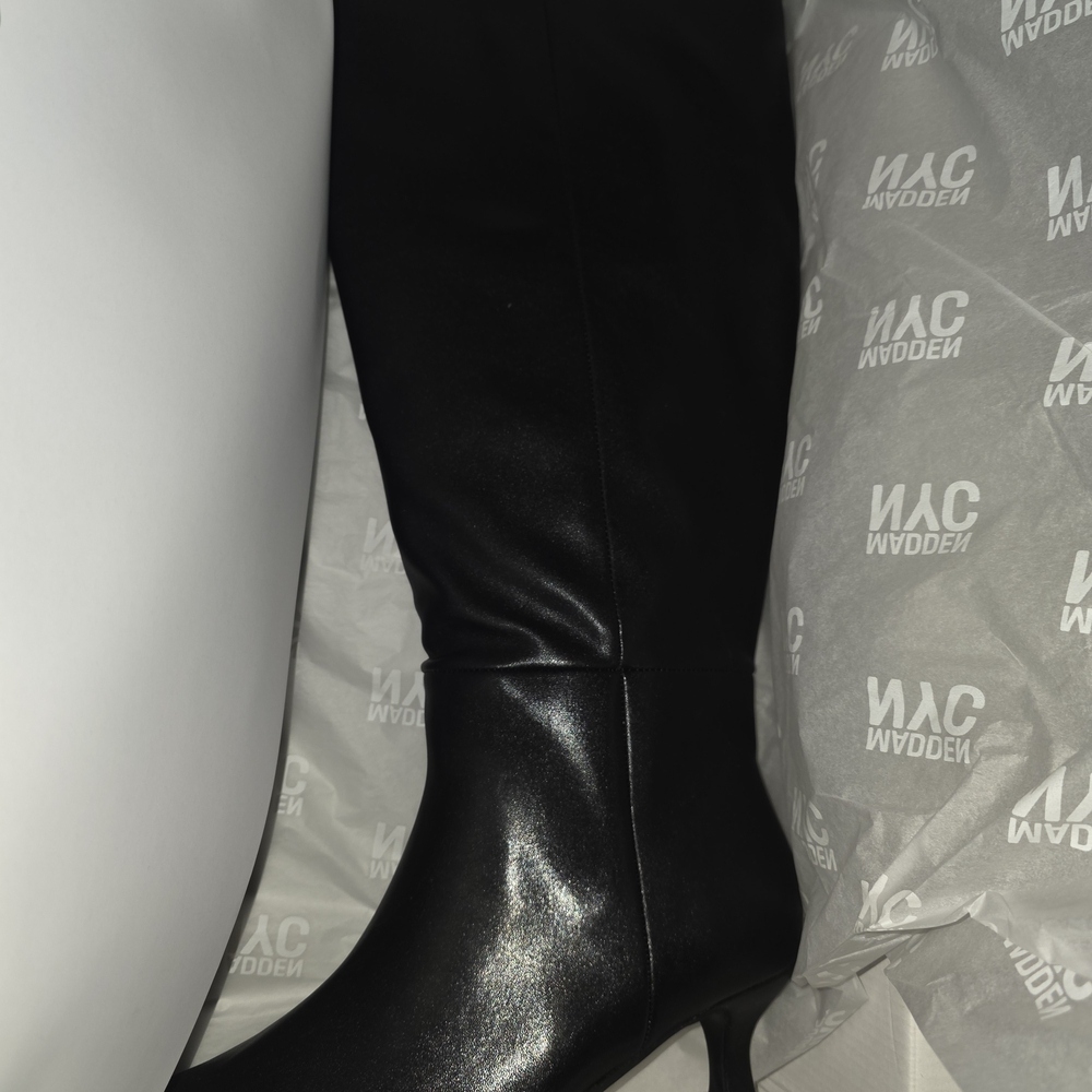 Women’s Black Faux Leather Dress with Side Zip - Picture 4 of 6